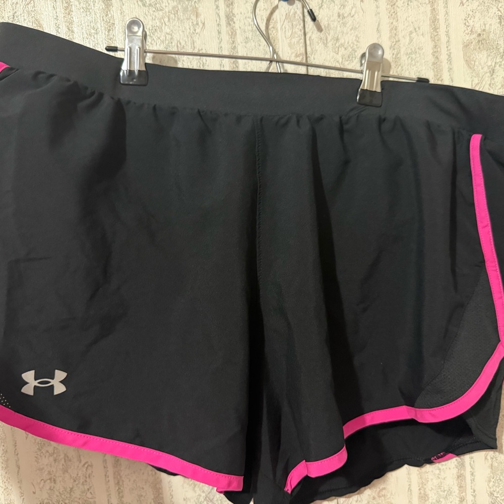 Under Armour Women's Black Shorts with Pink Trim